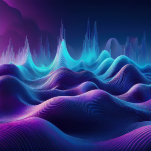 blue and purple sound wave patterns that resemble an ocean wave